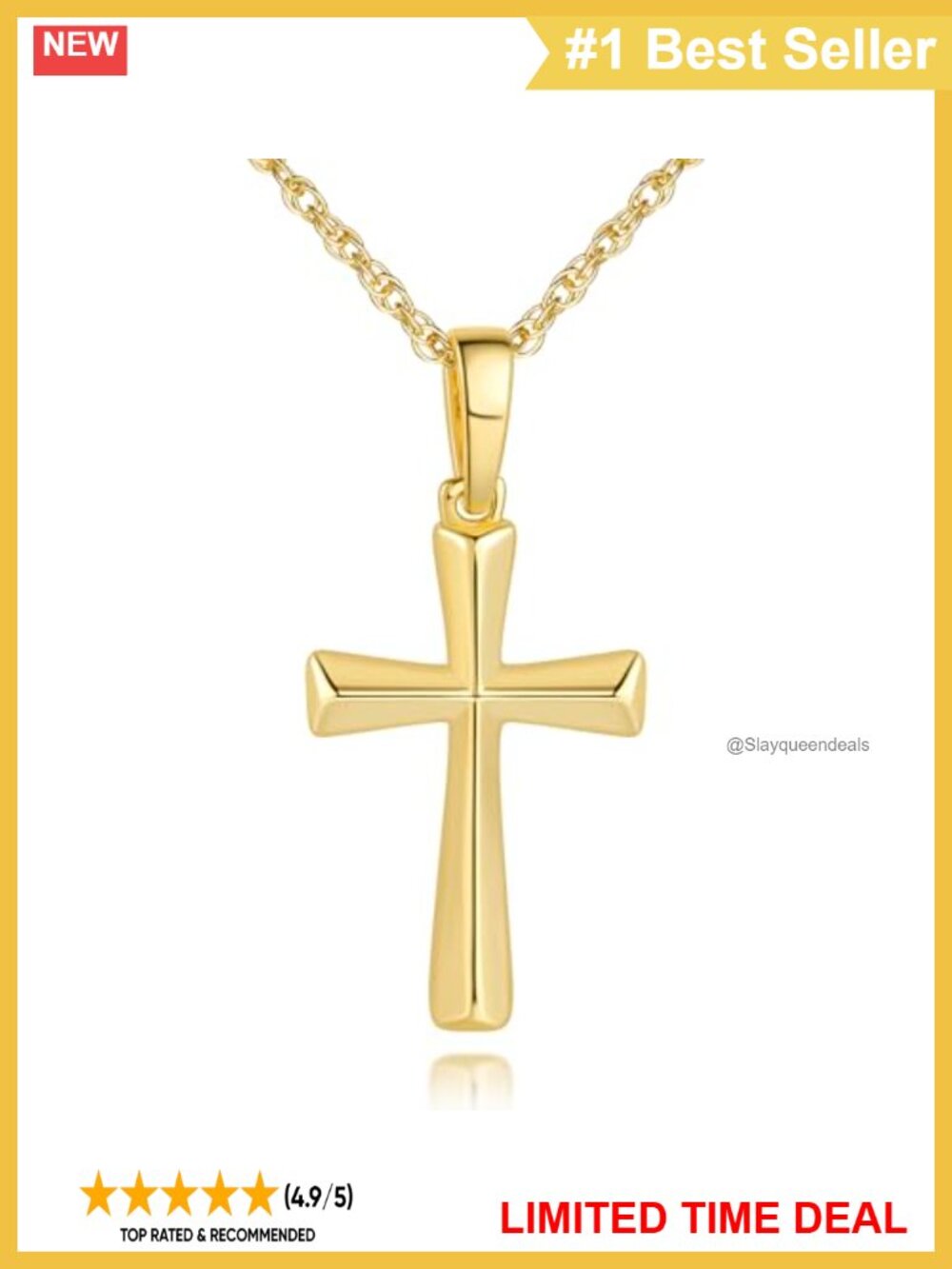 14K Gold Plated Cross Pendant Necklace for Women